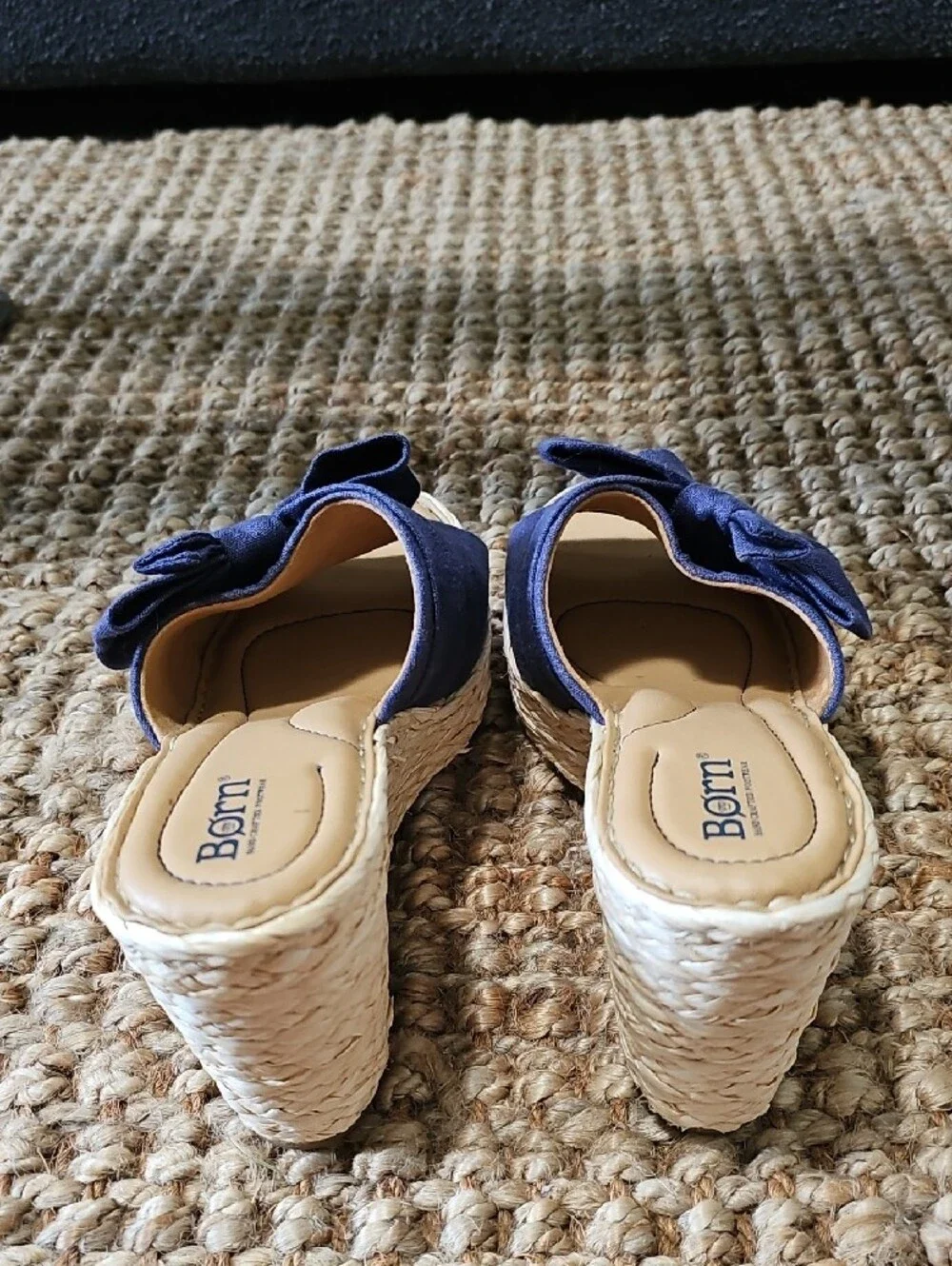 Børn Adalia Navy Blue Fabric Bow Wedge Sandals - Size 9